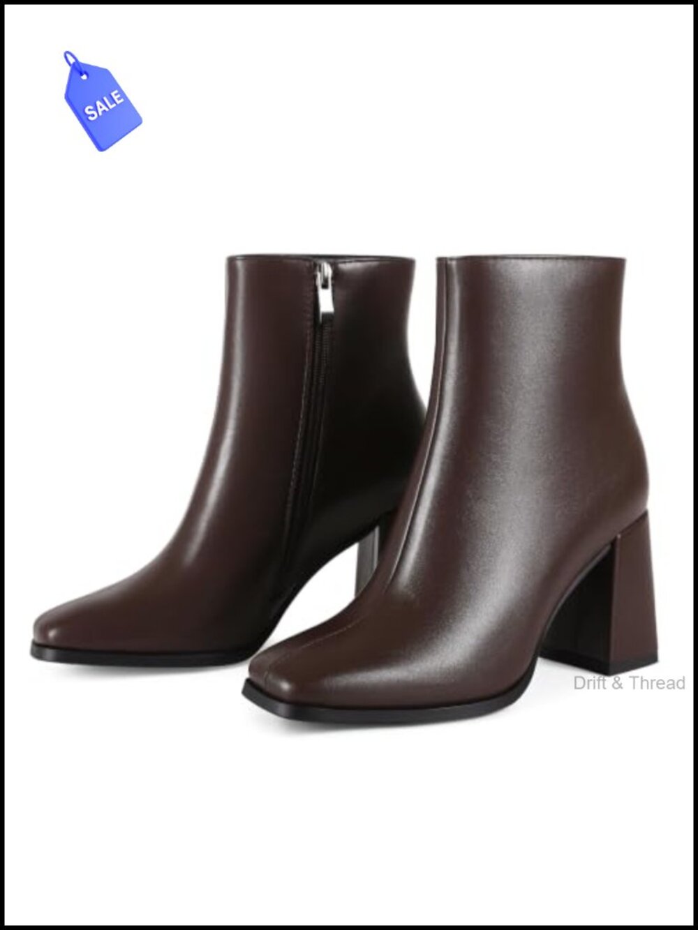 Womens Square Toe Ankle Boots Chunky Block Heel Short Boots